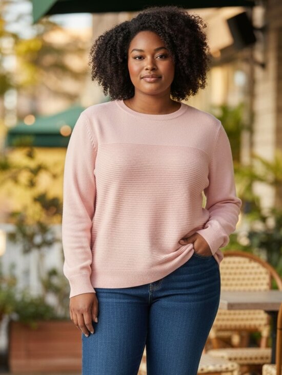 croft & barrow Sweaters - Croft & Barrow Pink Textured Knit Crewneck Pullover Sweater Size XL